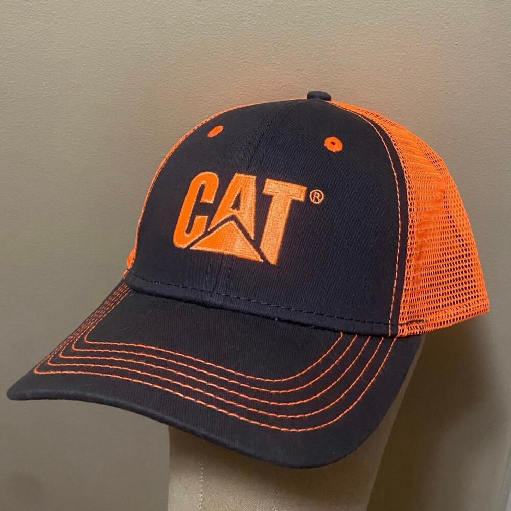 Catterpillar CAT Orange and Grey Trucker Hat SnapBack  NWOT